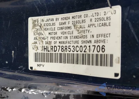 2003 Honda Cr-V Ex из США, поврежденный, VIN JHLRD78853C021706